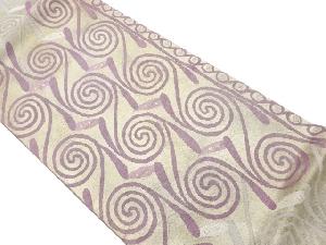 帝王紫抽象渦巻き模様織出し袋帯